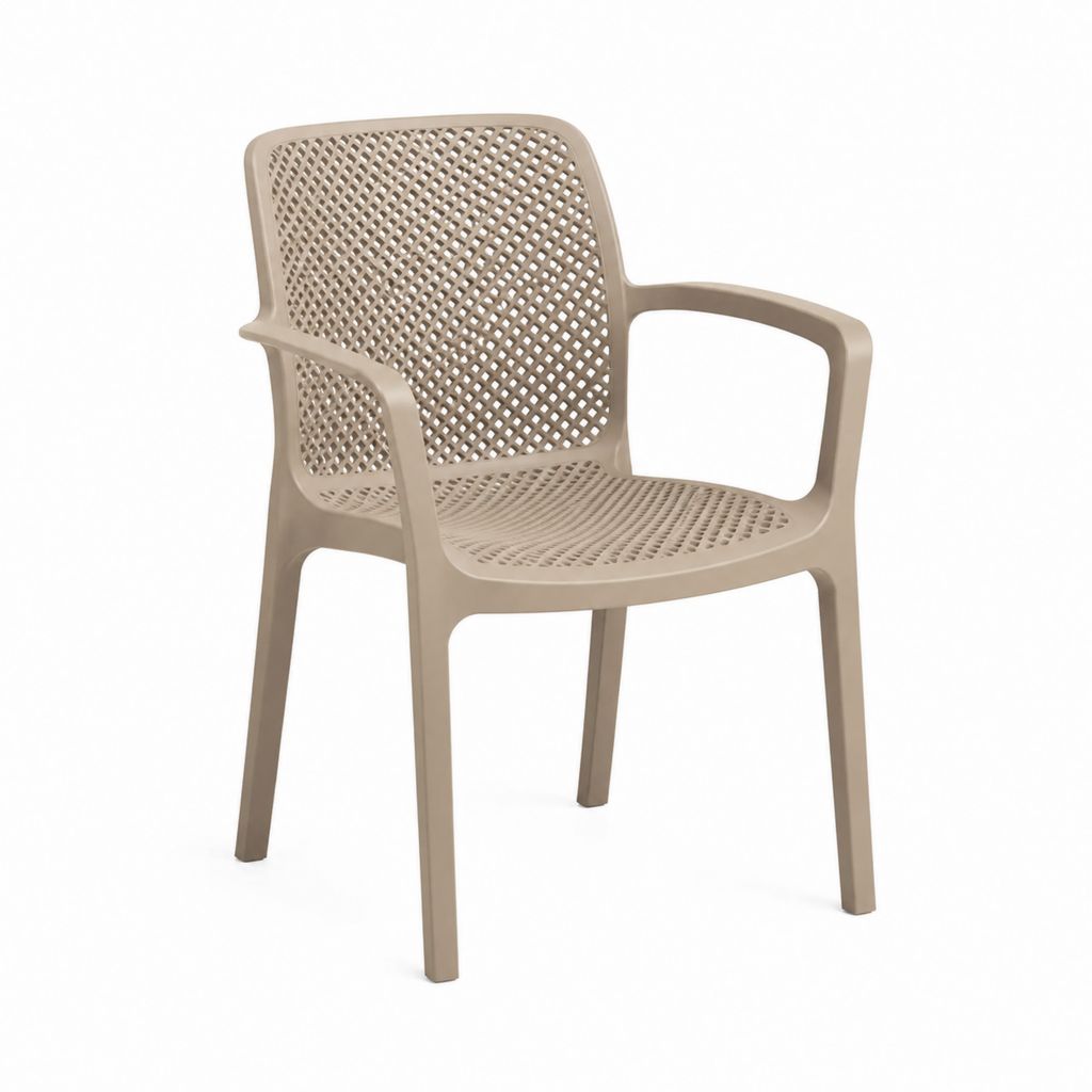 Gartenstuhl mit Armlehnen Taupe aus Polypropylen 56 x 54 x 82 cm