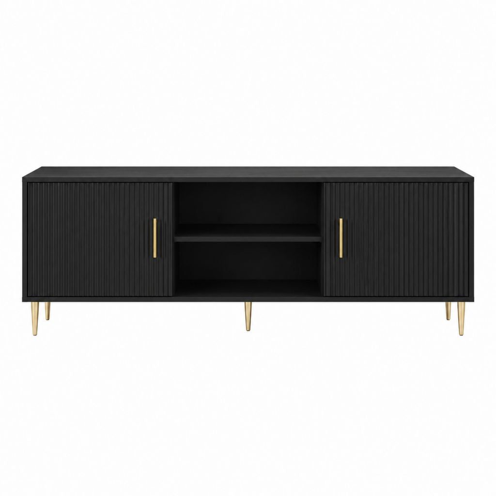TV-Lowboard Schwarz aus Spanplatte rechteckig 160 x 40 x 60 cm