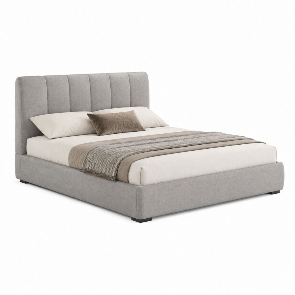Stauraumbett 180 x 200 cm Grau mit Polyesterbezug Rechteckig