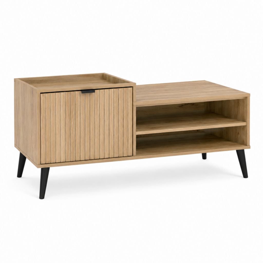 Couchtisch mit Stauraum Eichefarben MDF Rechteckig 120 x 40 x 55 cm