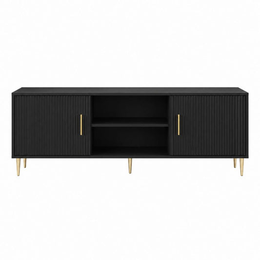 TV-Lowboard Schwarz aus Spanplatte rechteckig 160 x 40 x 60 cm