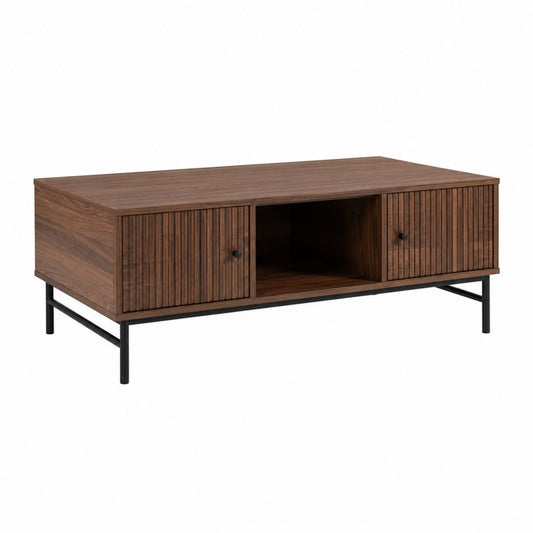 Couchtisch mit Stauraum Nussbraun MDF mit Walnussfurnier Rechteckig 120 x 60 x 45 cm