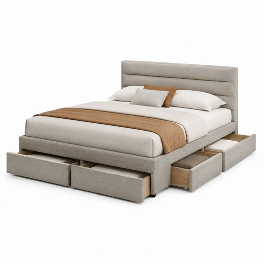 Stauraumbett Polsterbett Hellgrau Polyester Rechteckig 180 x 200 cm