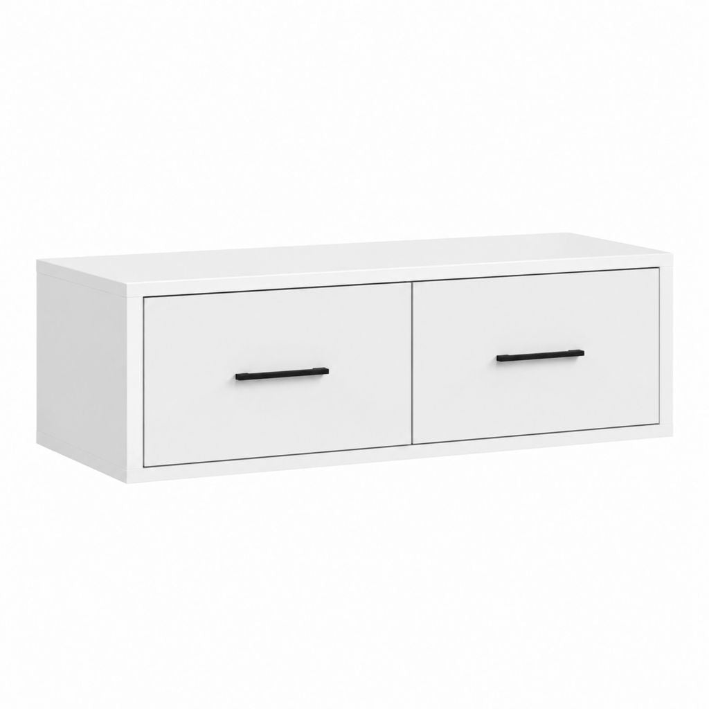 TV-Wandschrank Weiß aus melaminbeschichteter Spanplatte mit 2 Schubladen 120 x 40 x 40 cm