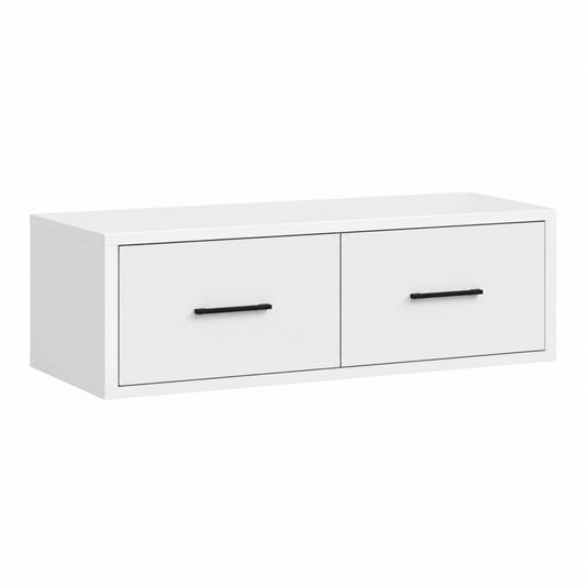 TV-Wandschrank Weiß aus melaminbeschichteter Spanplatte mit 2 Schubladen 120 x 40 x 40 cm