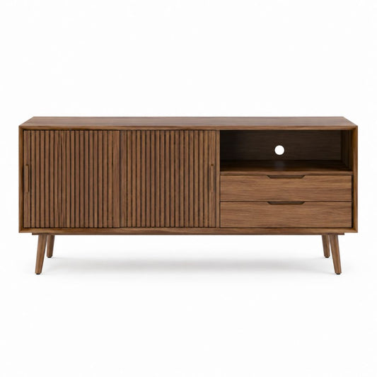 TV-Lowboard Walnussbraun mit Rillenfront 180 x 45 x 75 cm