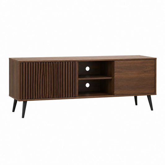 TV Lowboard Nussbaumoptik aus MDF und Spanplatte rechteckig 160 x 40 x 60 cm