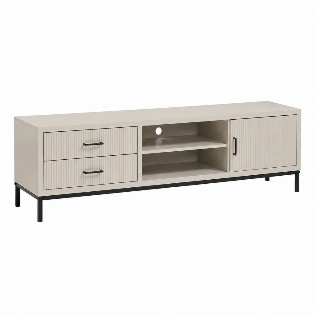 TV-Lowboard Beige MDF Rechteckig 160 x 40 x 55 cm mit 2 Schubladen und Kabeldurchführung