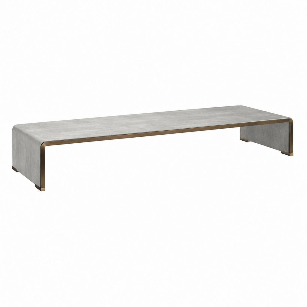 TV-Bank Betongrau MDF mit Stahlgestell Bronze 180 x 60 x 35 cm