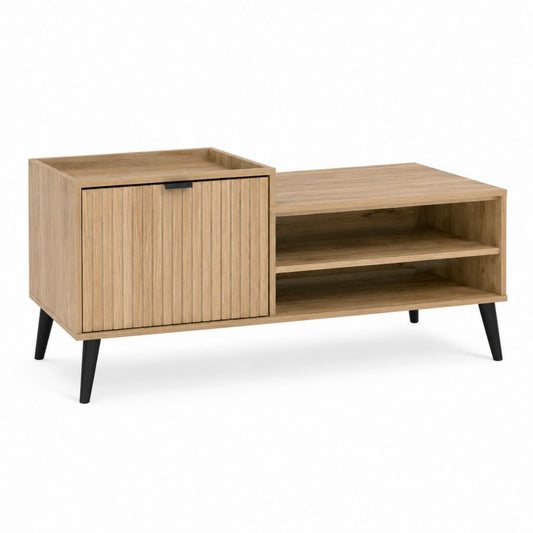 Couchtisch mit Stauraum Eichefarben MDF Rechteckig 120 x 40 x 55 cm
